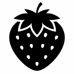 Obraz premium Strawberry minimalist black and white silhouette on white background