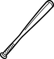 Classic Wooden Baseball Bat Line Art Minimalist Black Outline for Patriotic Designs