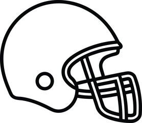 Classic American Football Helmet Line Art Minimalist Black Outline Design