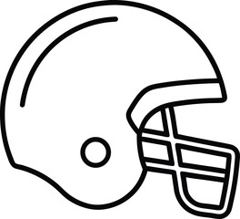 Classic American Football Helmet Line Art Minimalist Black Outline Design