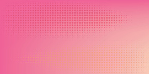 Pink orange polka dots gradient halftone background. Pop art cartoon dot texture with comic graphic design, Horizontal abstract pattern wall for cover digital technology.