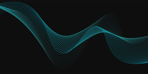 Abstract glowing wave lines on dark blue background. Dynamic wave pattern. Modern flowing wavy lines. Futuristic technology concept. Suit for banner, poster, cover, brochure, flyer, website