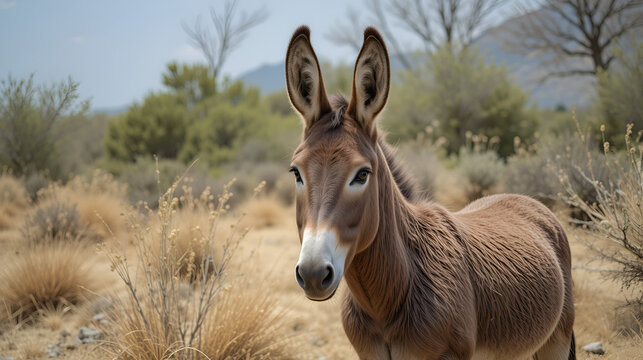 Onager (Equus hemionus) is a brown Asian wild donkey inhabits  nature reserve park near Eilat, Israel
