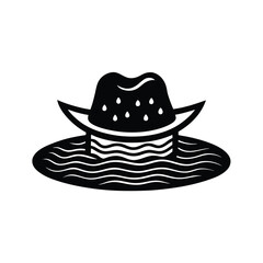 Hat Floating on Water Illustration