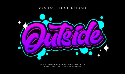 Outside purple, editable vector text effect. Suitable for colorful and young trend theme.
