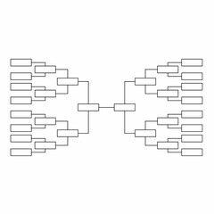 Blank tournament bracket chart template with 32 teams, single elimination layout. Ideal for sports, esports, competitions, and event planning visuals.