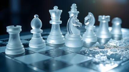 ice and glass chess pieces