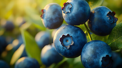 Fresh organic blueberries on a bush. Blueberry garden tasty, useful berry. Vaccinium corymbosum, tall blueberry. Ripe blueberries on a bush. Blueberry harvest in the garden. 2