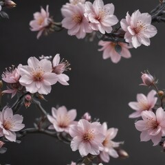 Dainty pastel blossoms on charcoal, blurred gradient backdrop, textured feel, pastel floral, background texture
