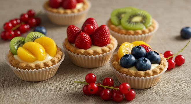 Fruit Tart with Strawberry, Kiwi, Blueberry, Peach
