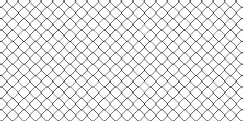 Fototapeta premium Steel wire chain link fence seamless pattern. Metal lattice with rhombus, diamond shape silhouette. Grid fence background.