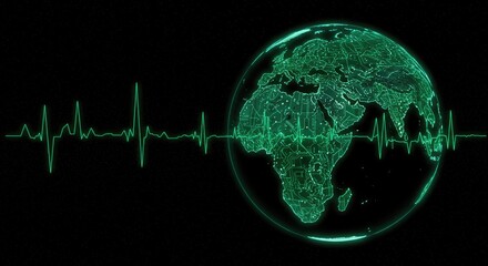 Global health, digital Earth with a heartbeat