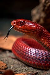 Fototapeta premium Fierce Red Snake with Glossy Scales