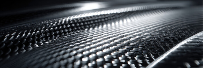 Closeup of carbon fiber texture on advanced material surface