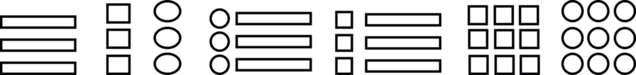Set of white menu icons for apps and websites