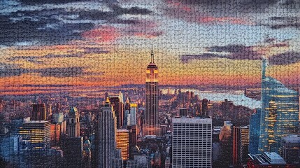 7. A 1000-piece jigsaw puzzle showing a city skyline