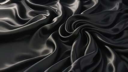 Fototapeta premium Luxurious Black Silk Drapery Elegant Swirls and Smooth Texture for Design Inspiration