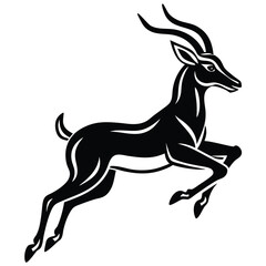 Obraz premium Majestic Black Gazelle in Mid-Leap Elegant Wildlife Illustration