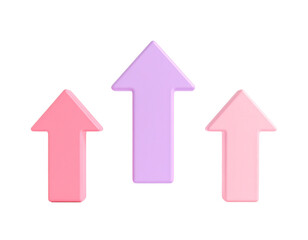 Three pastel arrows pointing upwards, symbolizing growth or progress