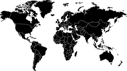 Detailed World Map Vector Illustration,Map of Planet Earth Country Borders