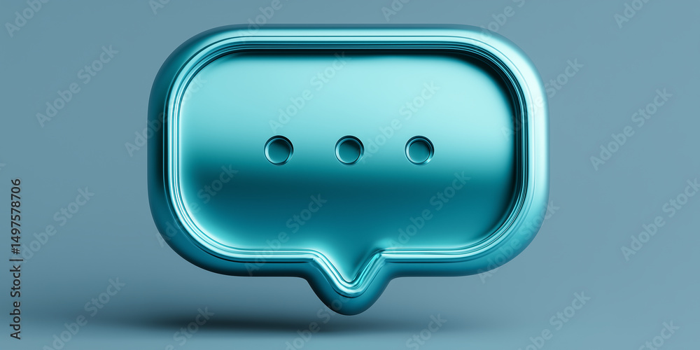 Aufkleber Metallic teal chat bubble is showing typing status on gradient background