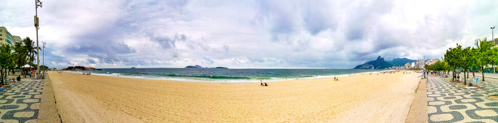 Ipanema Beach Tropical Storm Clouds Panorama Rio de Janeiro Brazil.