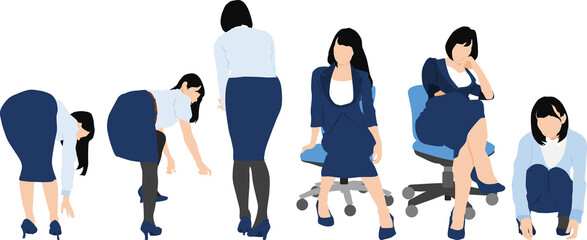 オフィスで仕事をするビジネスウーマンのイラスト