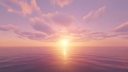 Obraz premium Serene Pink Sunset over Calm Ocean Water
