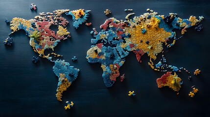 20. Puzzle pieces forming a world map
