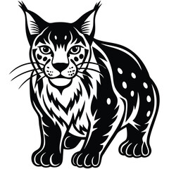 Fototapeta premium Majestic Lynx Black and White Illustration of a Wild Cat