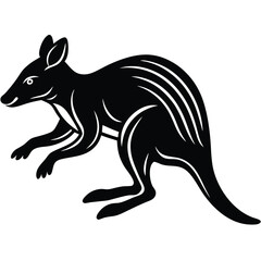 Elegant Black and White Illustration of a Wallaby