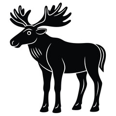 Majestic Moose Silhouette Elegant Black and White Illustration