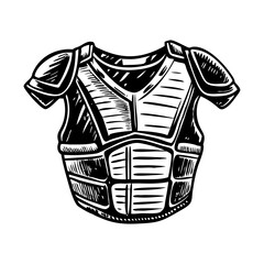 A vintage style illustration of chest guard