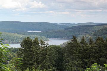 View of the Rursee in the German Eifel