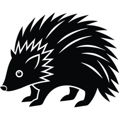 Stylized Black and White Hedgehog Illustration