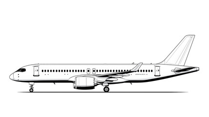 Modern passenger airplane standing on runway before takeoff