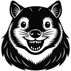 Adorable Cartoon Wombat Illustration Black and White Design