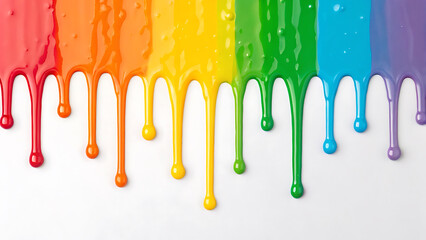 Vibrant Rainbow Paint Drips Colorful Abstract Background