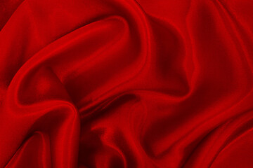 Obraz premium Dark red fabric texture background, detail of silk or linen pattern.