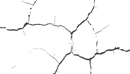 Vector grunge cracked texture with surface breaks. Fissures and worn-out marks across ground pattern. Realistic aged surface ideal for high-impact backgrounds.