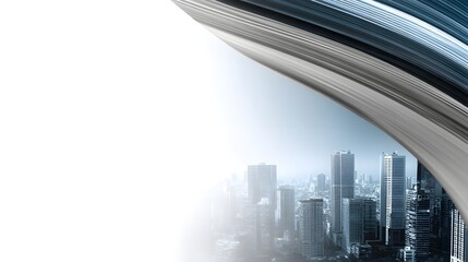 Urban cityscape with buildings set against a clean white background for corporate use