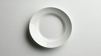 White plate, overhead view, minimalist background, studio shot, food photography