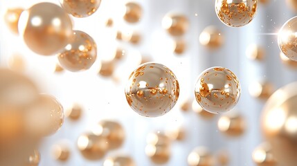 Floating Gold Balls with Small Dots