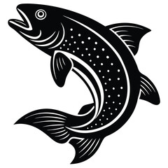 Majestic Leaping Salmon A Striking Black and White Illustration