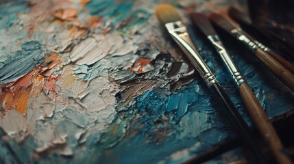 Artistâ€™s palette and brushes representing a calming and therapeutic painting hobby