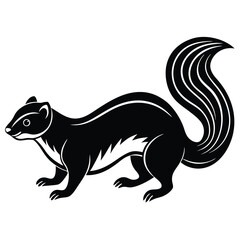 Striped Skunk Illustration Black and White Animal Design