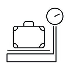 Weighing luggage icon represents the process of checking bag weight for travel preparations and airport procedures