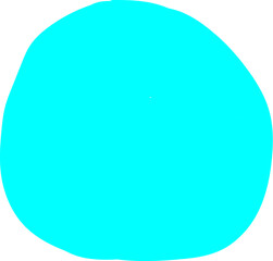 Hand-Drawn Cyan Circle Shape Abstract Rendered on White Background