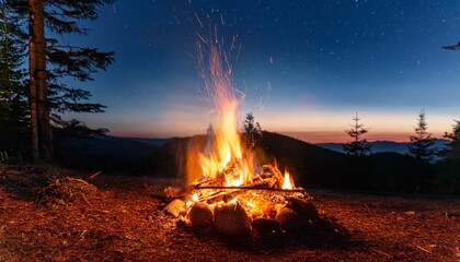 camp fire at night