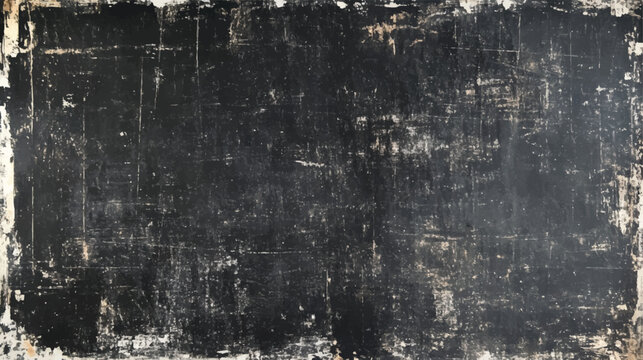 Vintage grunge feel in black dusty overlay. Wall scratch effect across dark background texture. Old film aesthetic with charcoal toned look.